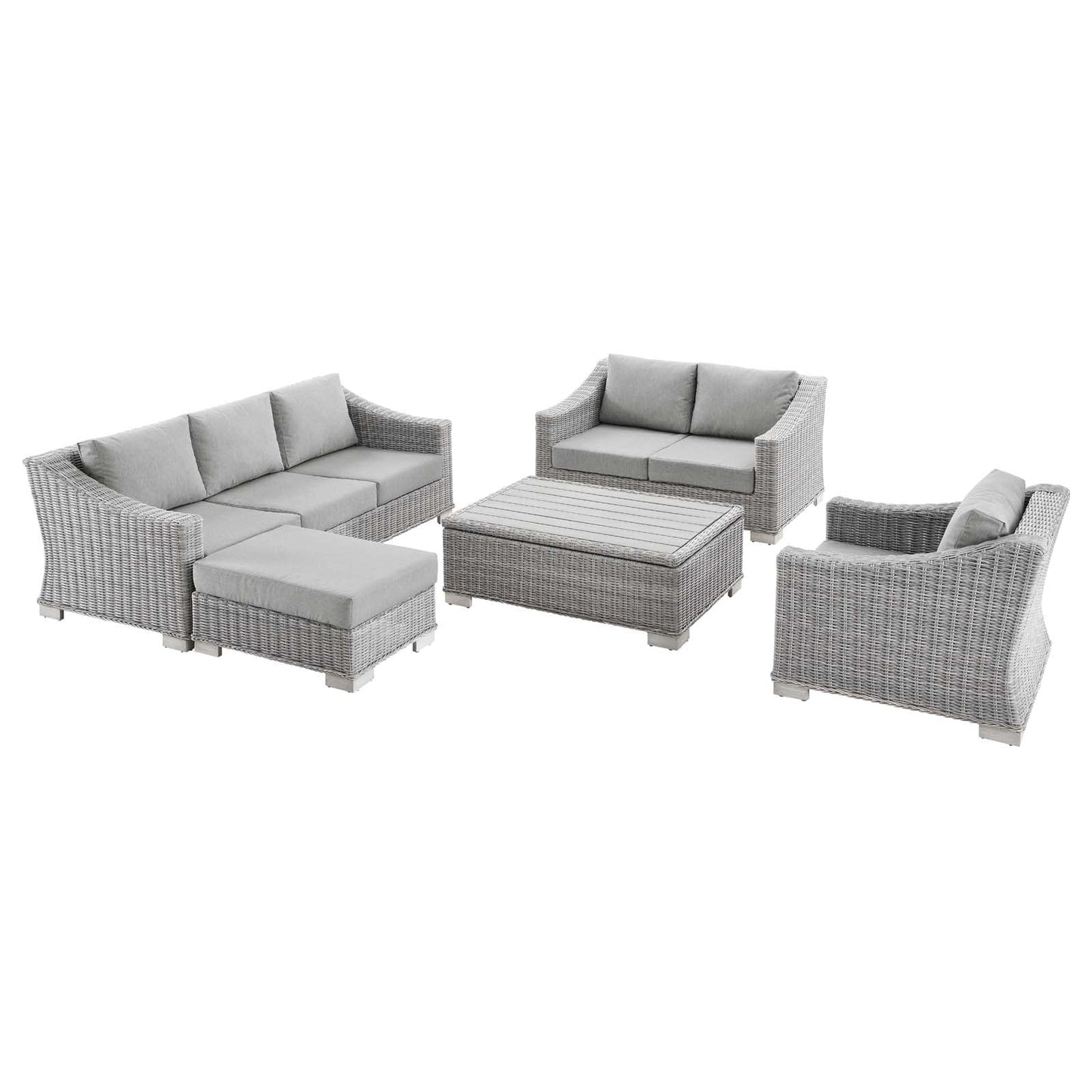 Conway 5-Piece Outdoor Patio Wicker Rattan Furniture Set Light Gray Gray EEI-5092-GRY