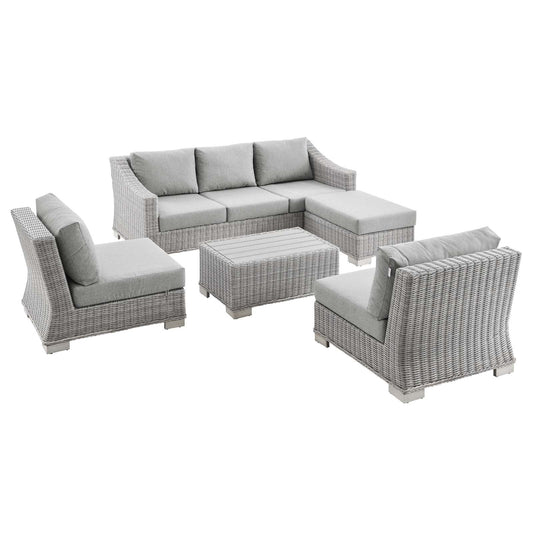 Conway 5-Piece Outdoor Patio Wicker Rattan Furniture Set Light Gray Gray EEI-5097-GRY