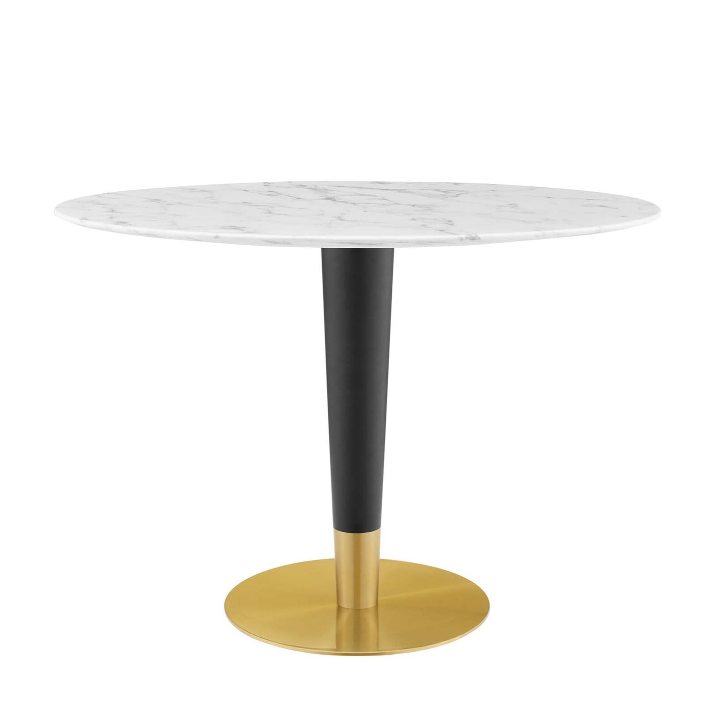 Zinque 42" Oval Artificial Marble Dining Table Gold White EEI-5125-GLD-WHI