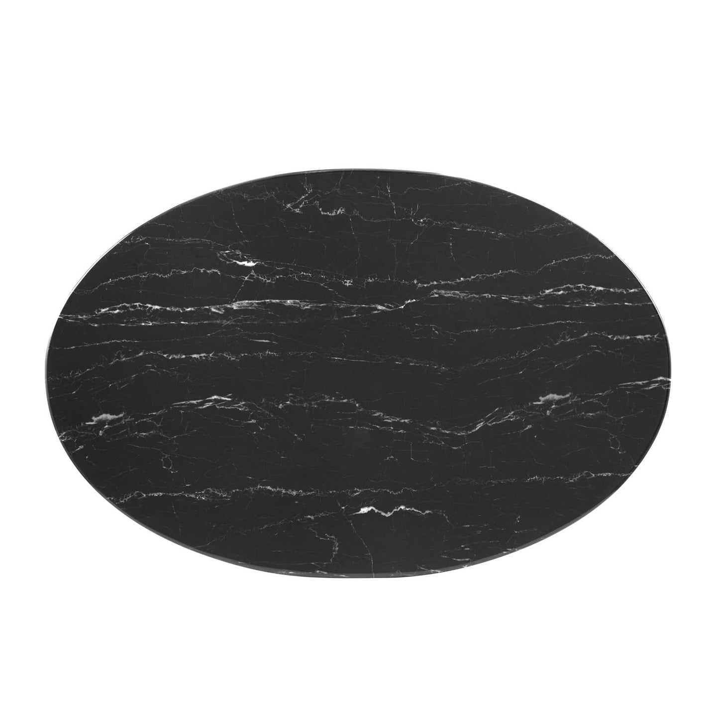 Zinque 42" Oval Artificial Marble Dining Table Gold Black EEI-5133-GLD-BLK