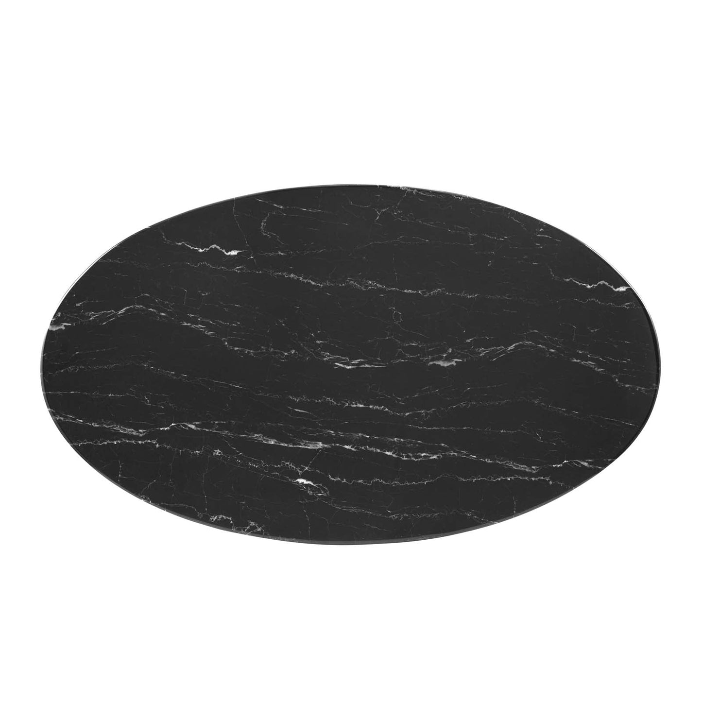 Zinque 48" Oval Artificial Marble Dining Table Gold Black EEI-5134-GLD-BLK