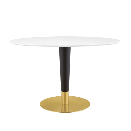 Zinque 48" Oval Dining Table Gold White EEI-5141-GLD-WHI