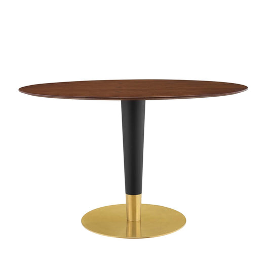 Zinque 48" Oval Dining Table Gold Walnut EEI-5142-GLD-WAL