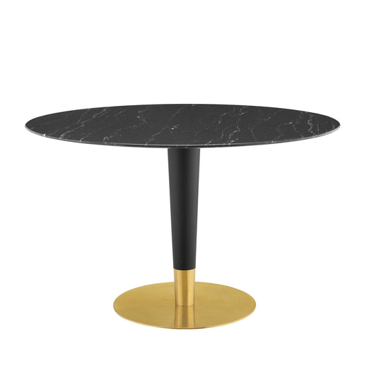 Zinque 47" Artificial Marble Dining Table Gold Black EEI-5149-GLD-BLK