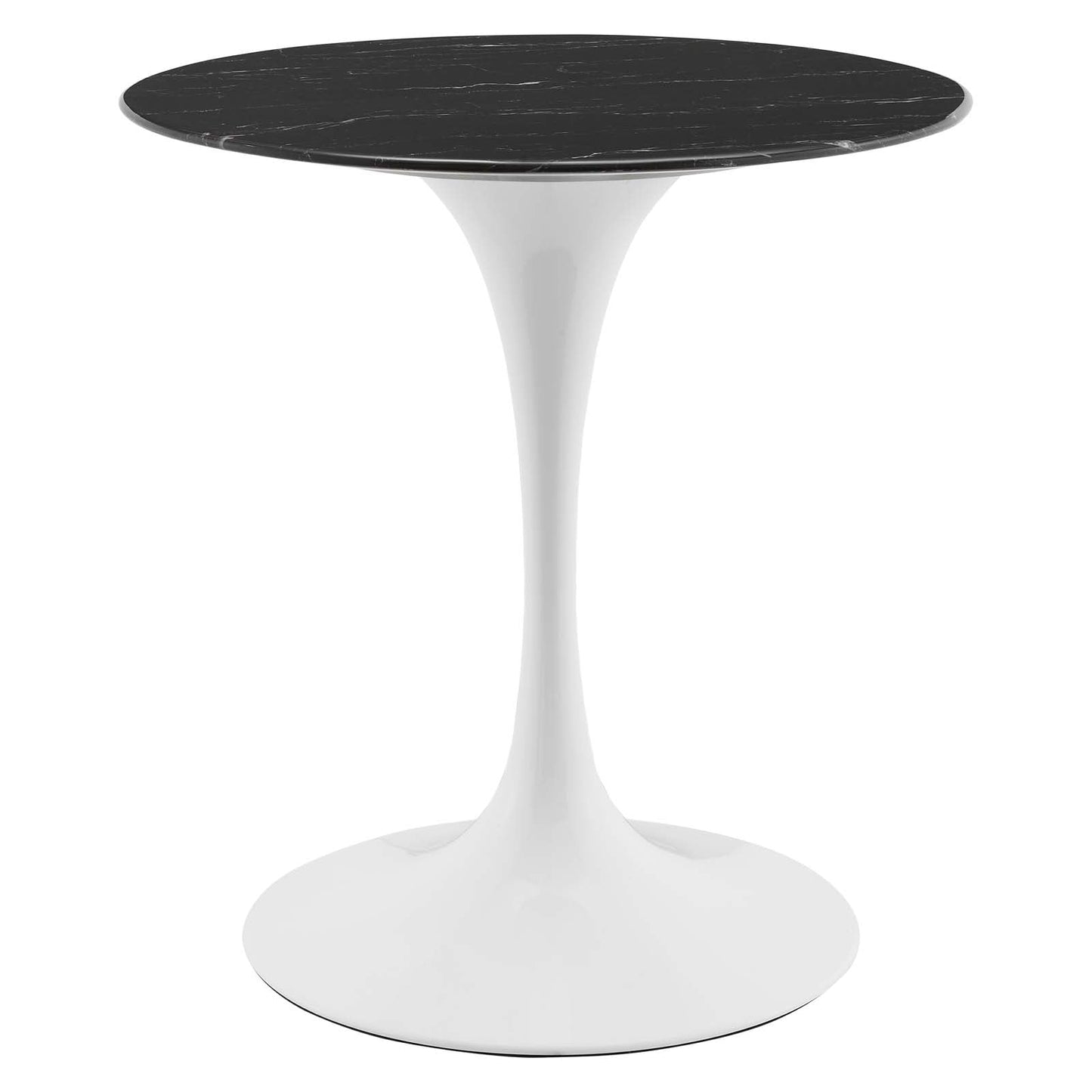 Lippa 28" Artificial Marble Dining Table White Black EEI-5167-WHI-BLK