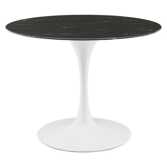 Lippa 40" Performance Velvet Dining Table White Black EEI-5181-WHI-BLK