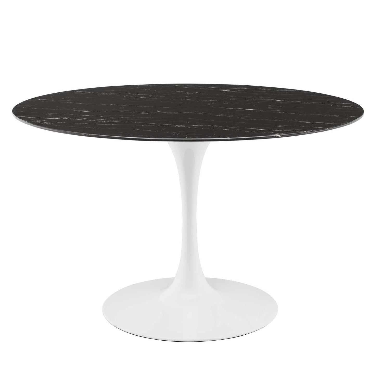 Lippa 47" Artificial Marble Dining Table White Black EEI-5182-WHI-BLK