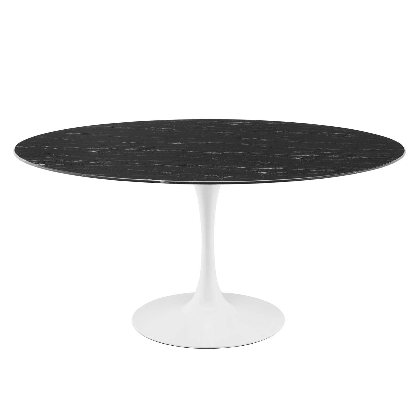 Lippa 60" Artificial Marble Dining Table White Black EEI-5184-WHI-BLK