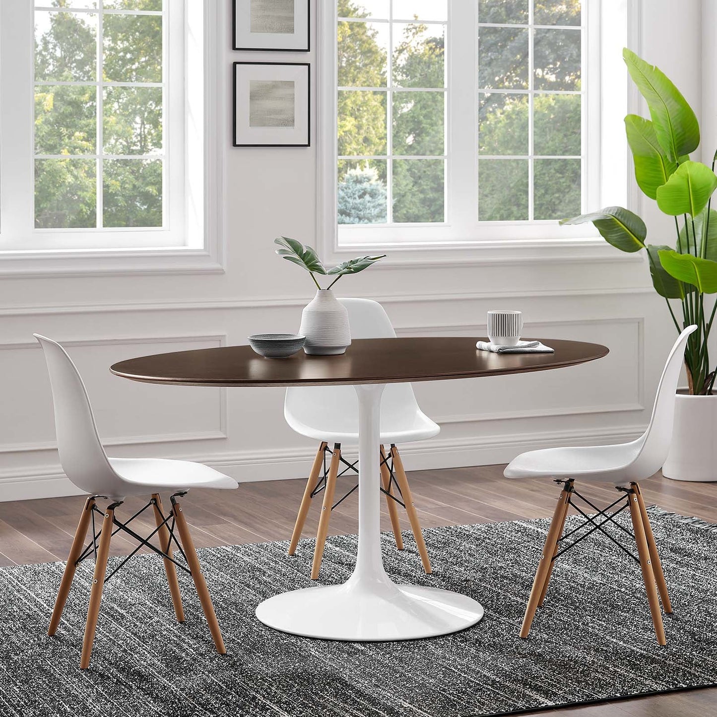 Lippa 60" Oval Cherry Walnut Wood Grain Dining Table White Cherry Walnut EEI-5194-WHI-CHE