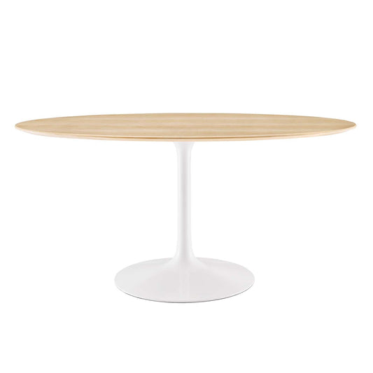 Lippa 60" Oval Natural Wood Grain Dining Table White Natural EEI-5195-WHI-NAT