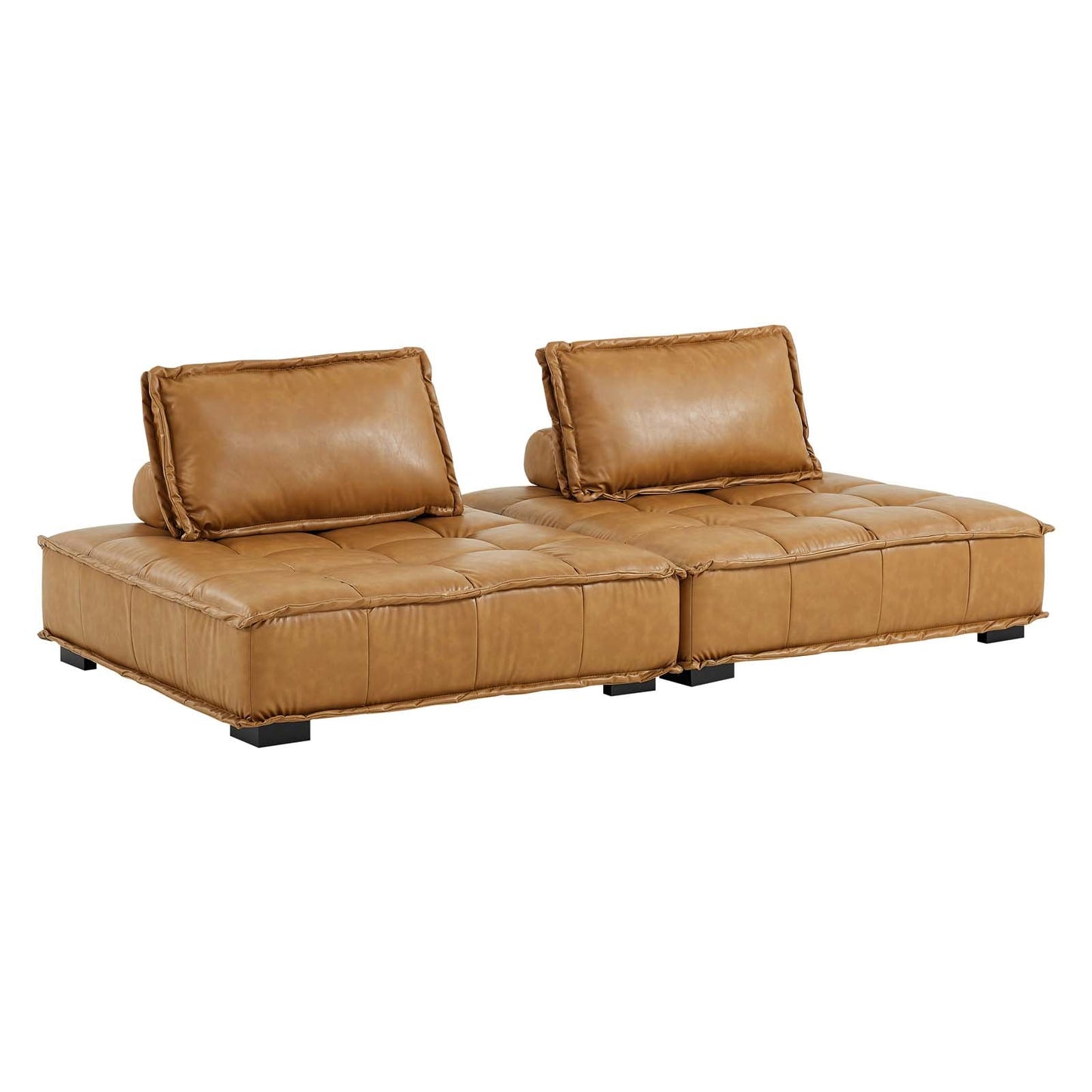 Saunter Tufted Vegan Leather Vegan Leather 2-Piece Loveseat Tan EEI-5205-TAN