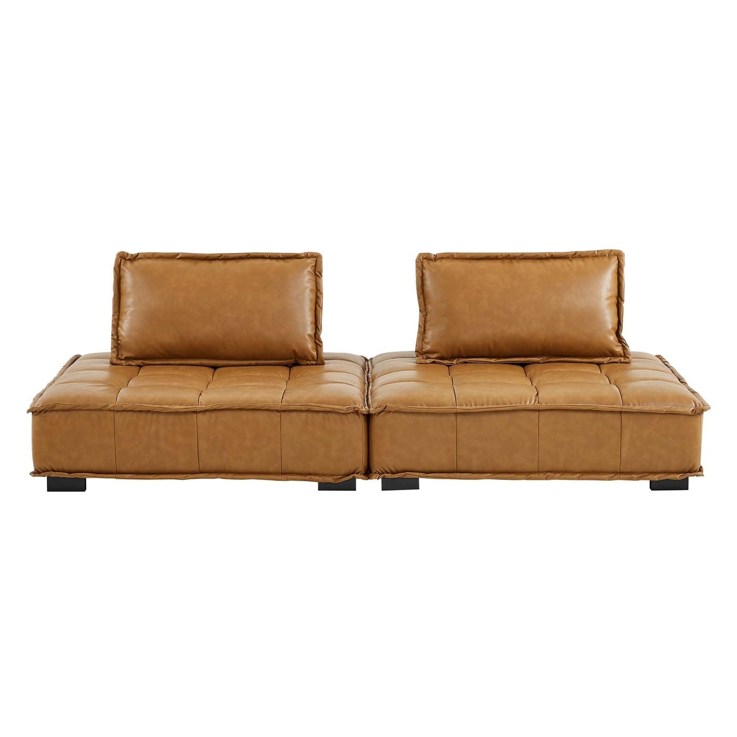 Saunter Tufted Vegan Leather Vegan Leather 2-Piece Loveseat Tan EEI-5205-TAN