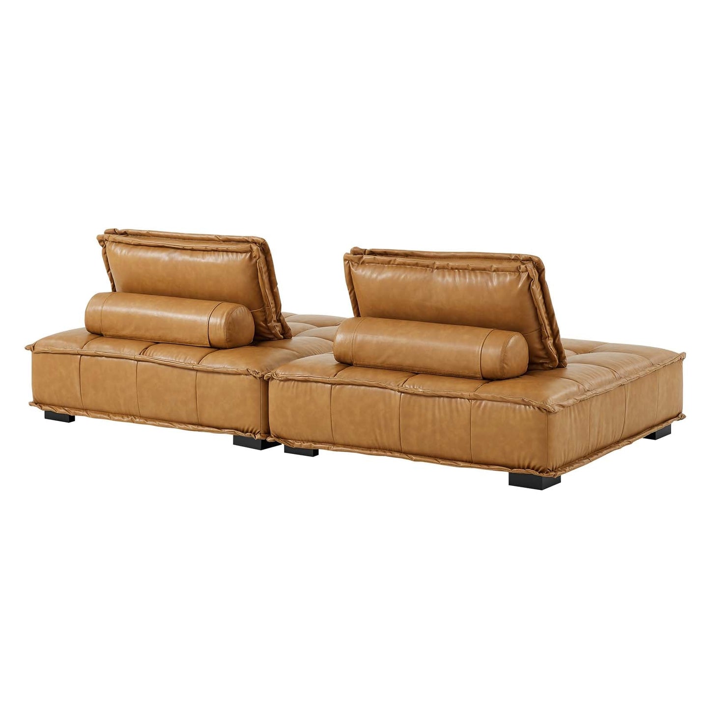 Saunter Tufted Vegan Leather Vegan Leather 2-Piece Loveseat Tan EEI-5205-TAN