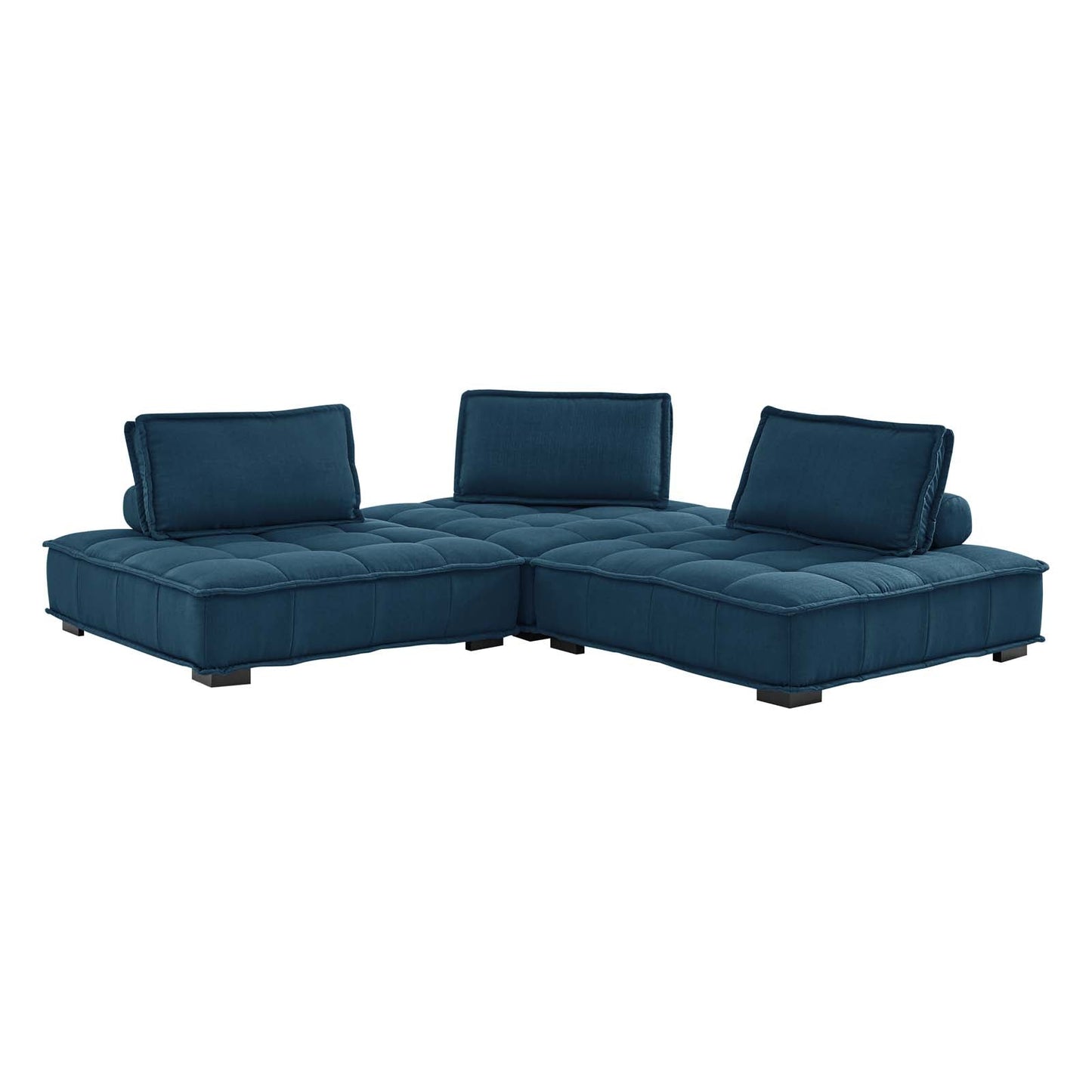 Saunter Tufted Fabric Fabric 3-Piece Sofa Azure EEI-5206-AZU