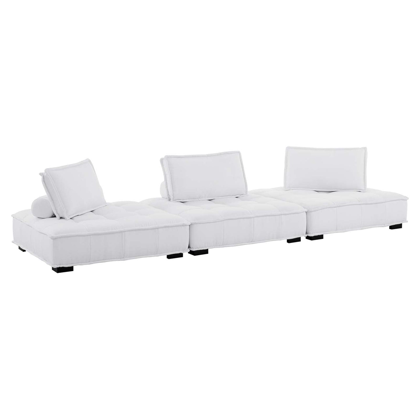 Saunter Tufted Fabric Fabric 3-Piece Sofa White EEI-5206-WHI