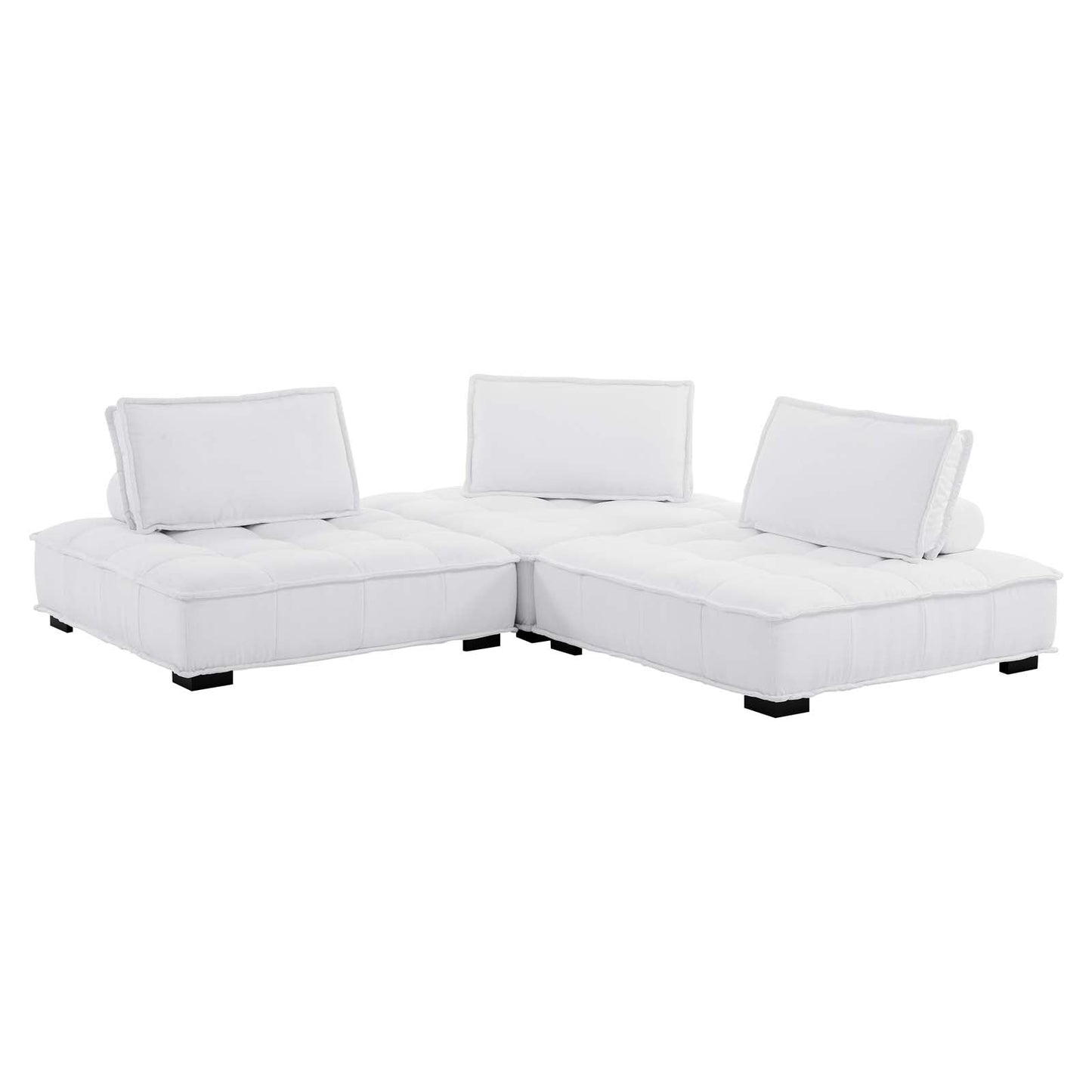 Saunter Tufted Fabric Fabric 3-Piece Sofa White EEI-5206-WHI