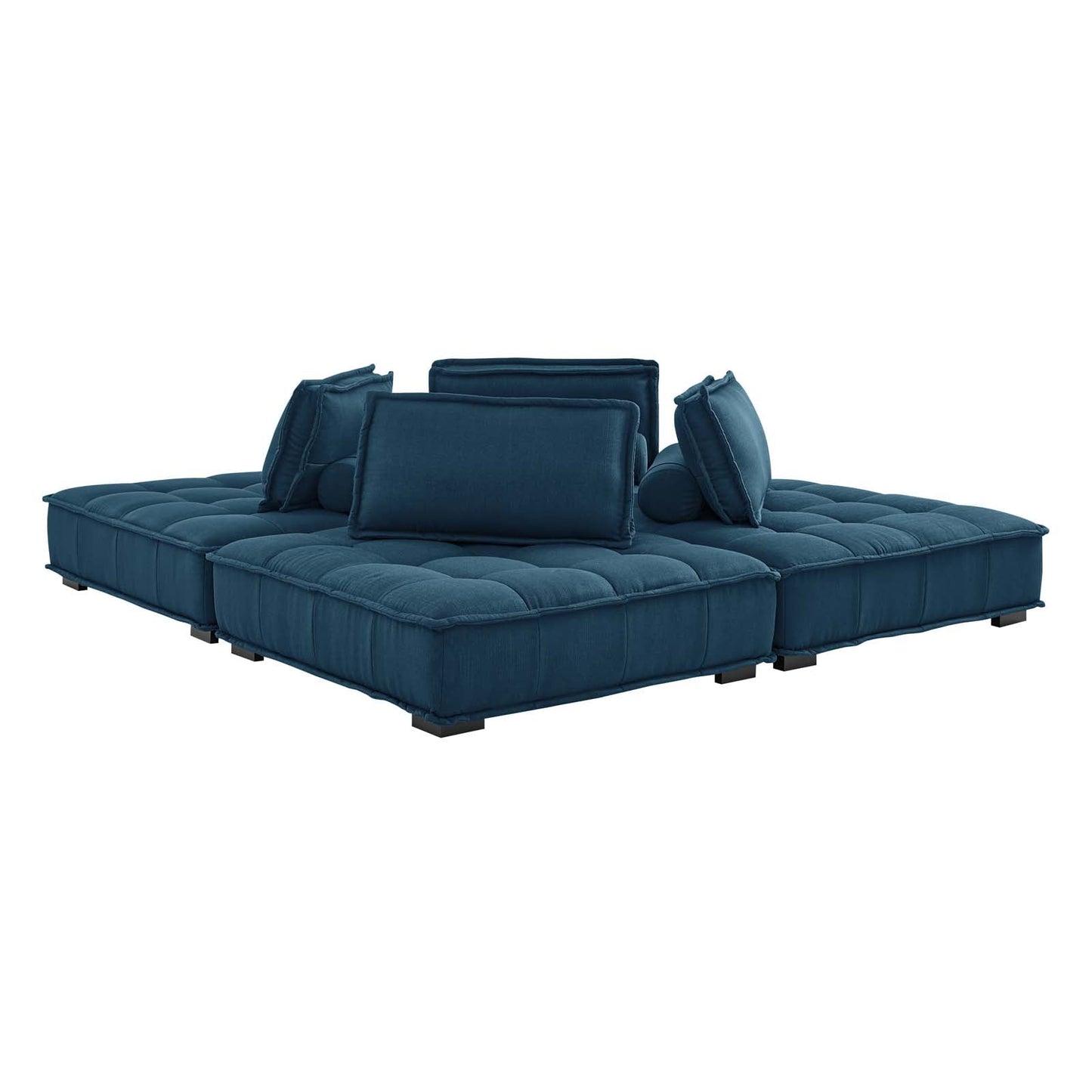 Saunter Tufted Fabric Fabric 4-Piece Sectional Sofa Azure EEI-5208-AZU