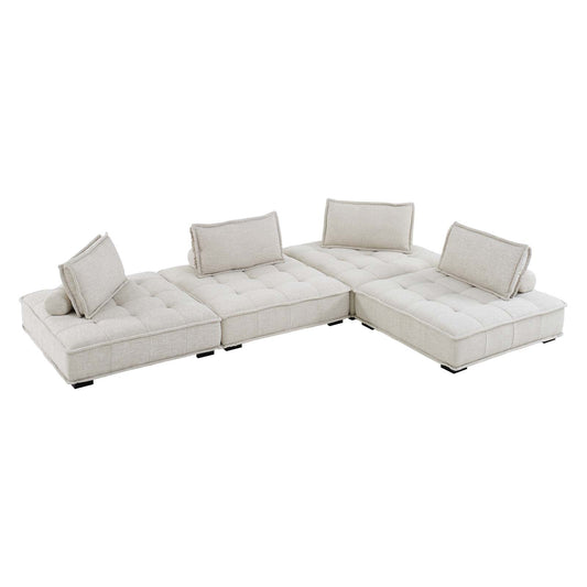 Saunter Tufted Fabric Fabric 4-Piece Sectional Sofa Beige EEI-5208-BEI