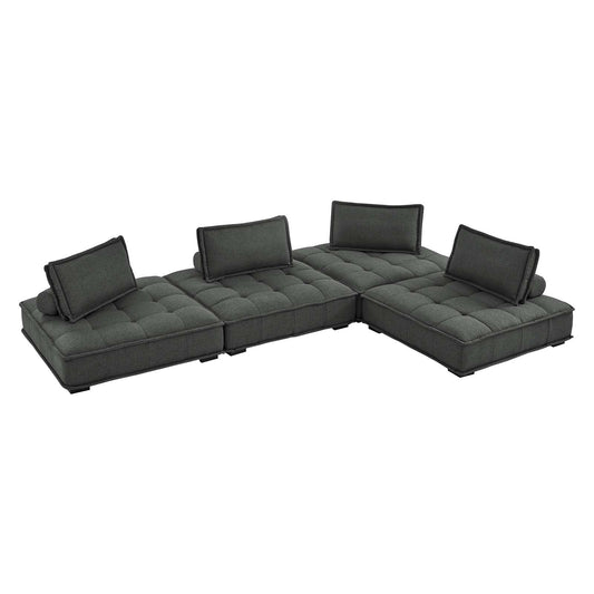 Saunter Tufted Fabric Fabric 4-Piece Sectional Sofa Gray EEI-5208-GRY