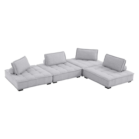 Saunter Tufted Fabric Fabric 4-Piece Sectional Sofa Light Gray EEI-5208-LGR