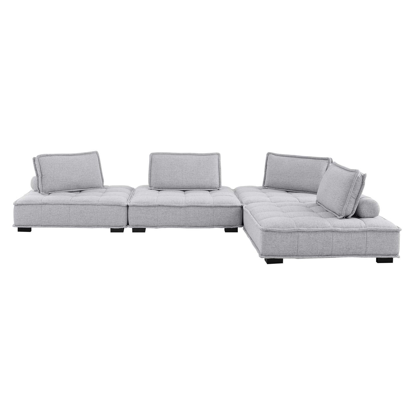 Saunter Tufted Fabric Fabric 4-Piece Sectional Sofa Light Gray EEI-5208-LGR