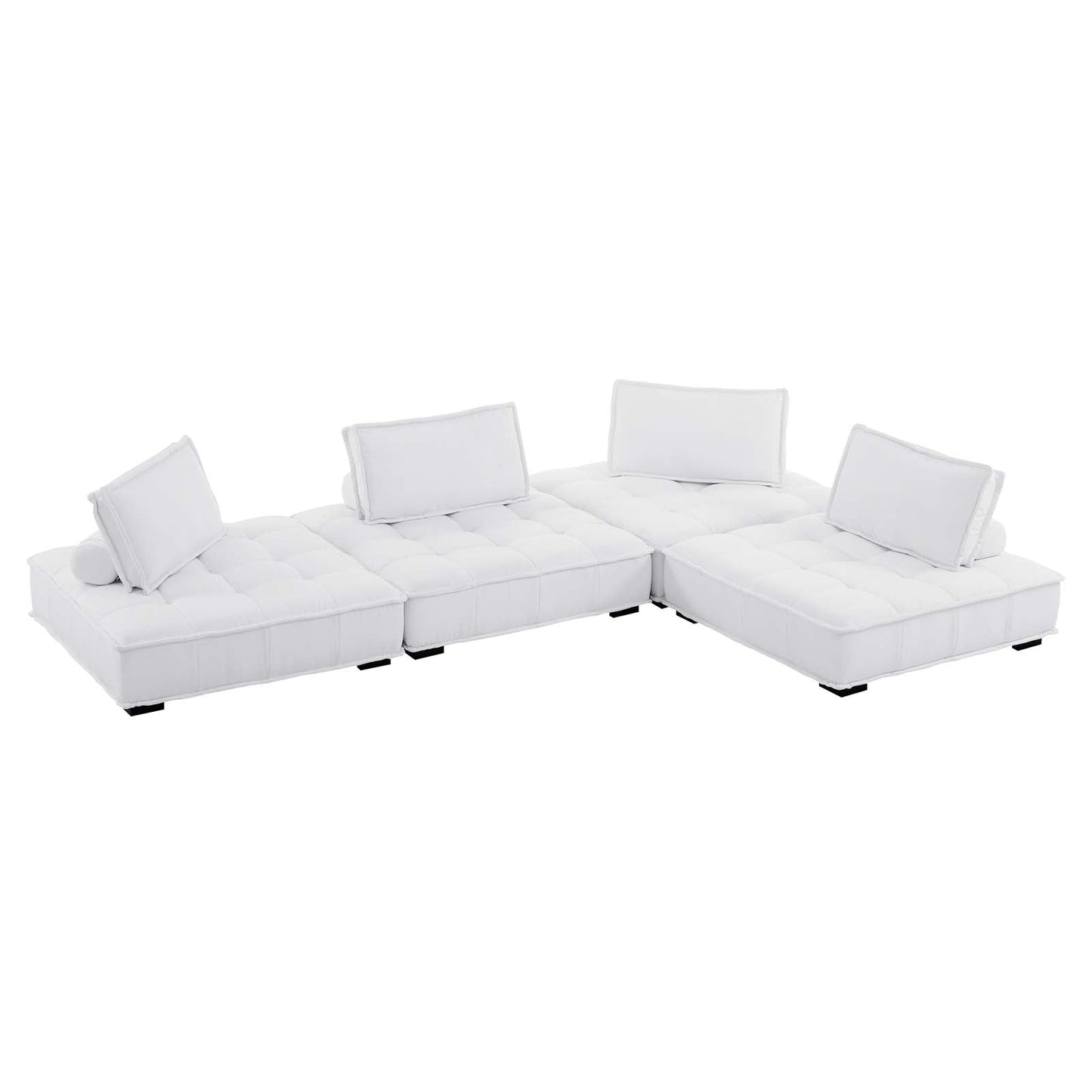 Saunter Tufted Fabric Fabric 4-Piece Sectional Sofa White EEI-5208-WHI