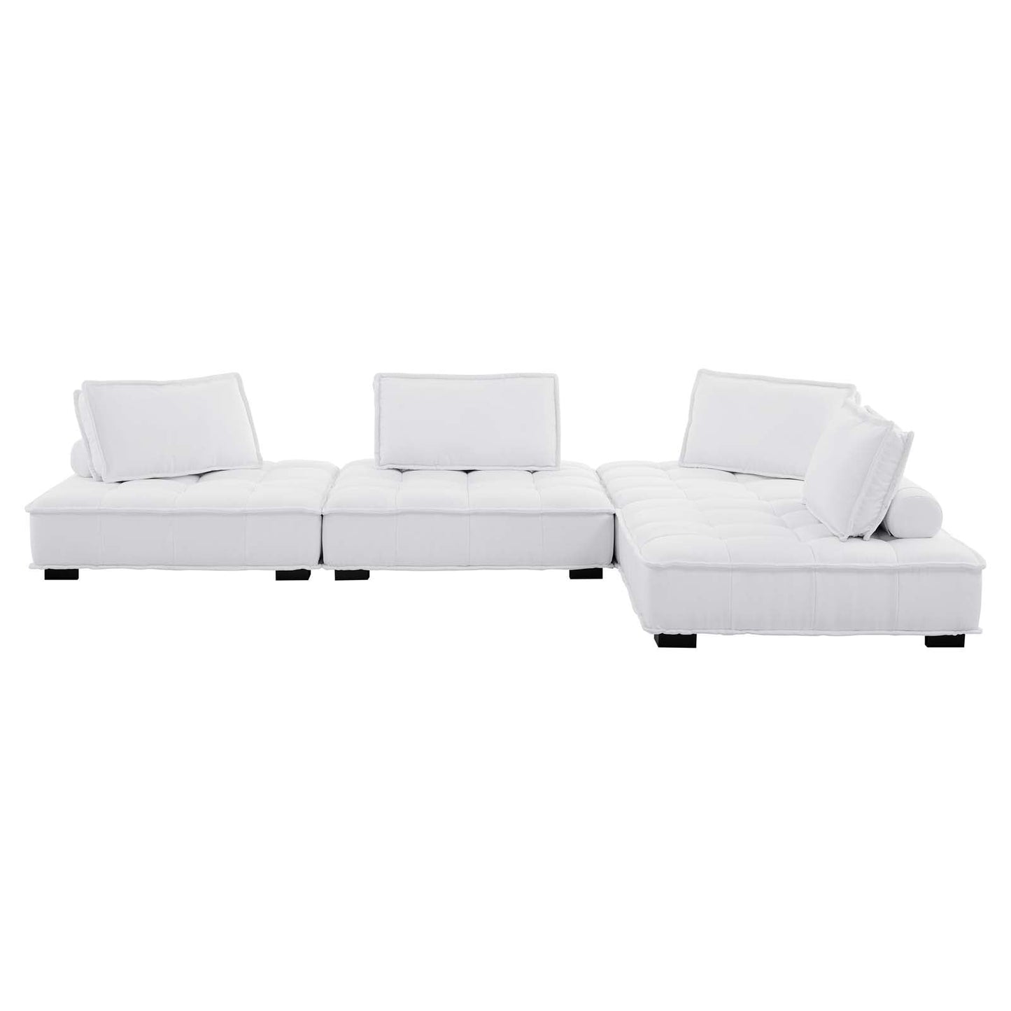 Saunter Tufted Fabric Fabric 4-Piece Sectional Sofa White EEI-5208-WHI