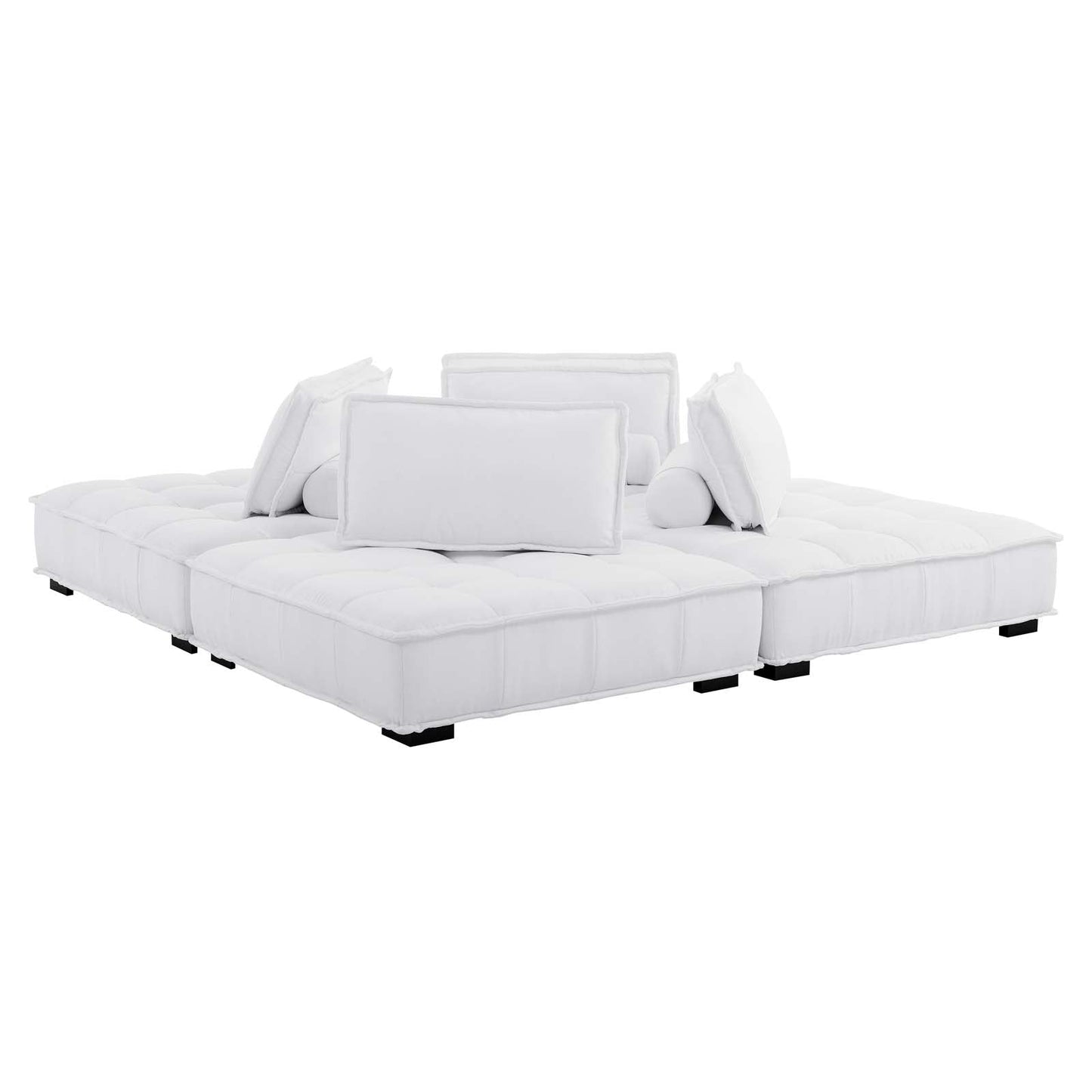 Saunter Tufted Fabric Fabric 4-Piece Sectional Sofa White EEI-5208-WHI