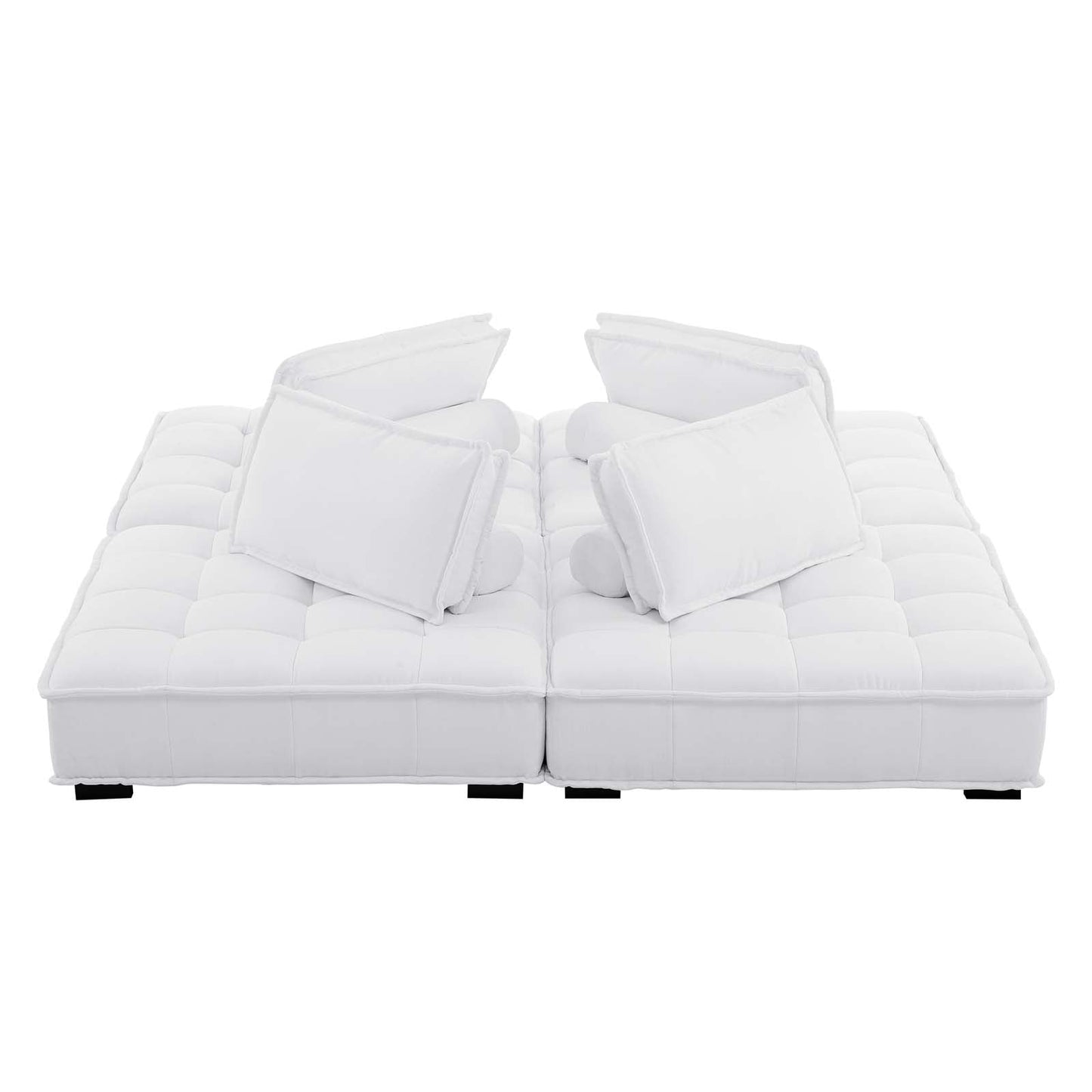 Saunter Tufted Fabric Fabric 4-Piece Sectional Sofa White EEI-5208-WHI