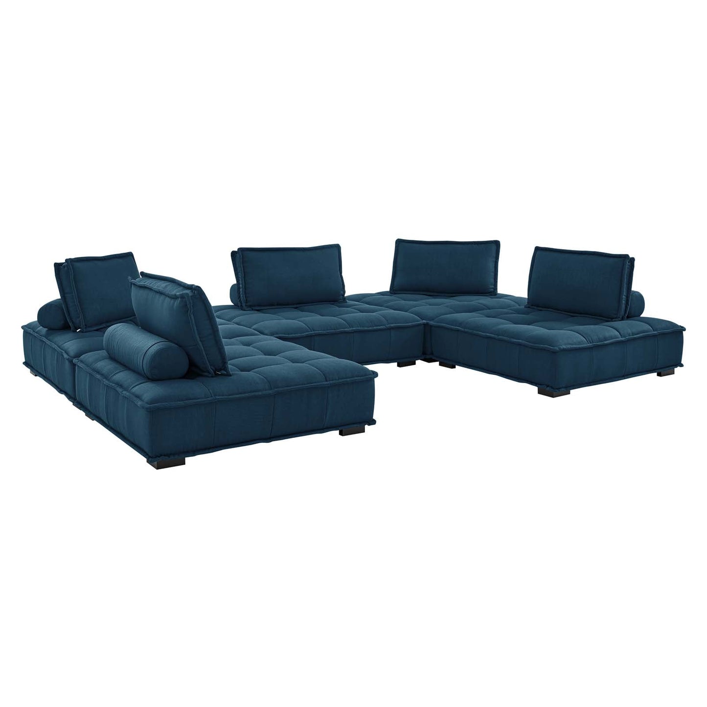 Saunter Tufted Fabric Fabric 5-Piece Sectional Sofa Azure EEI-5210-AZU