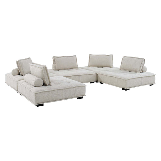 Saunter Tufted Fabric Fabric 5-Piece Sectional Sofa Beige EEI-5210-BEI