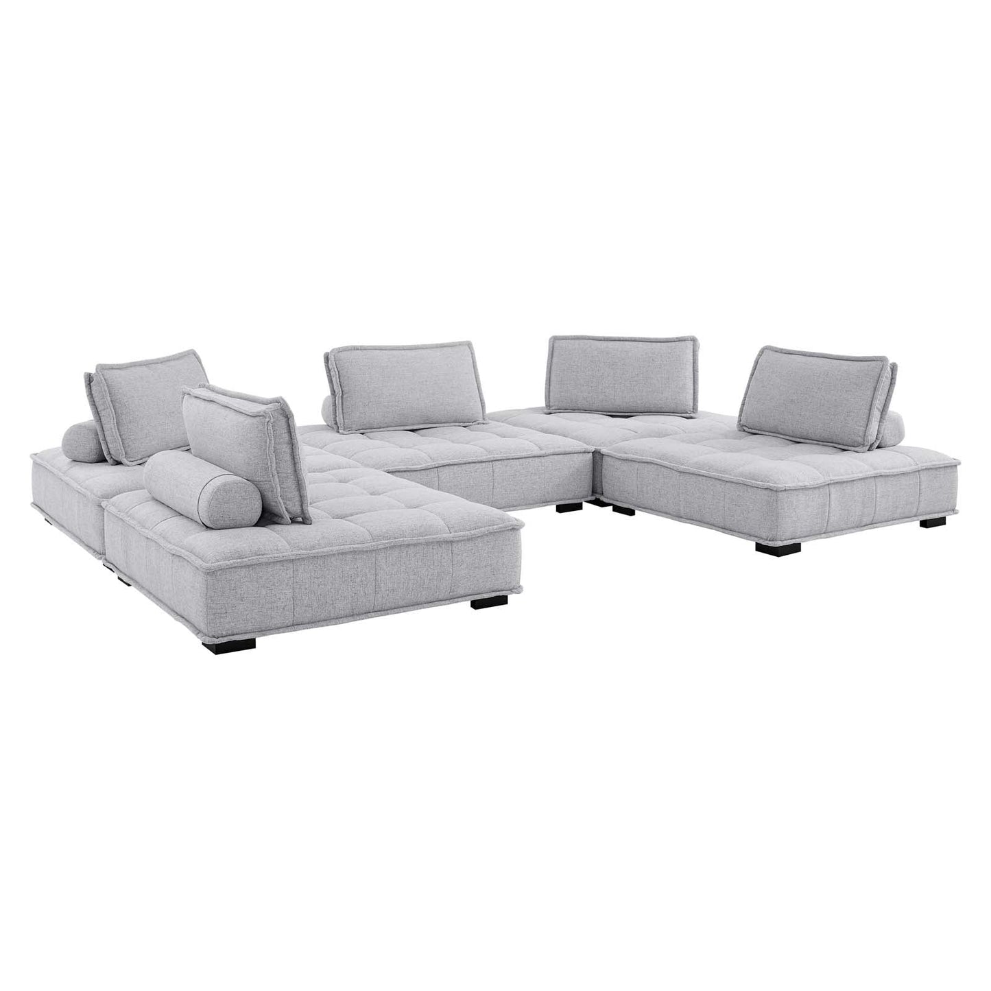 Saunter Tufted Fabric Fabric 5-Piece Sectional Sofa Light Gray EEI-5210-LGR