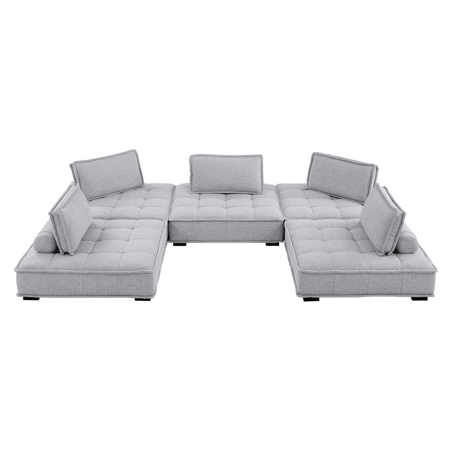 Saunter Tufted Fabric Fabric 5-Piece Sectional Sofa Light Gray EEI-5210-LGR