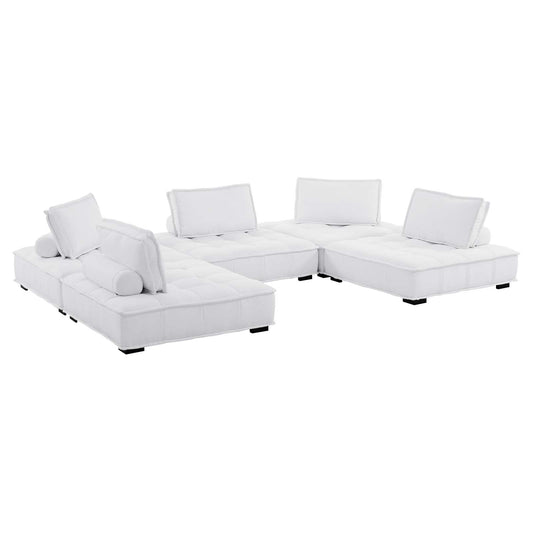 Saunter Tufted Fabric Fabric 5-Piece Sectional Sofa White EEI-5210-WHI