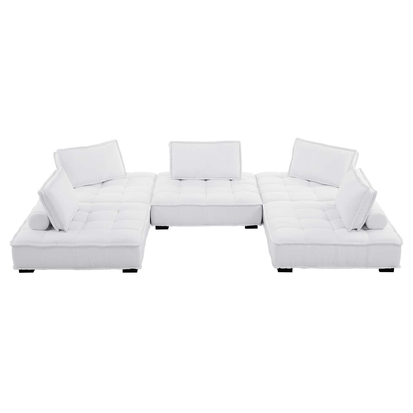 Saunter Tufted Fabric Fabric 5-Piece Sectional Sofa White EEI-5210-WHI