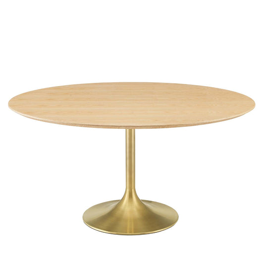 Lippa 60" Wood Dining Table Gold Natural EEI-5233-GLD-NAT