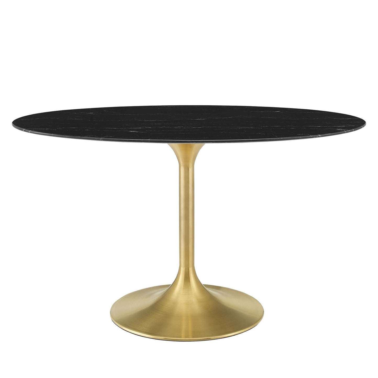 Lippa 54" Oval Artificial Marble Dining Table Gold Black EEI-5242-GLD-BLK