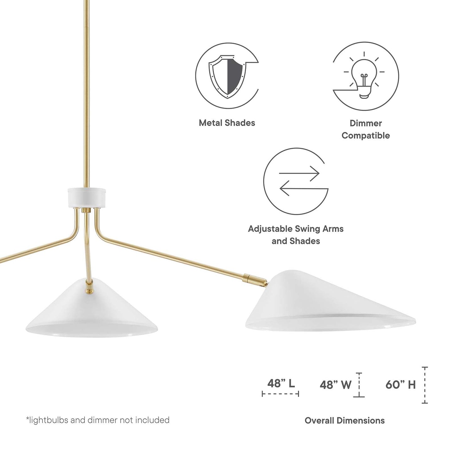 Journey 3-Light 14" Arm Pendant White EEI-5297-WHI