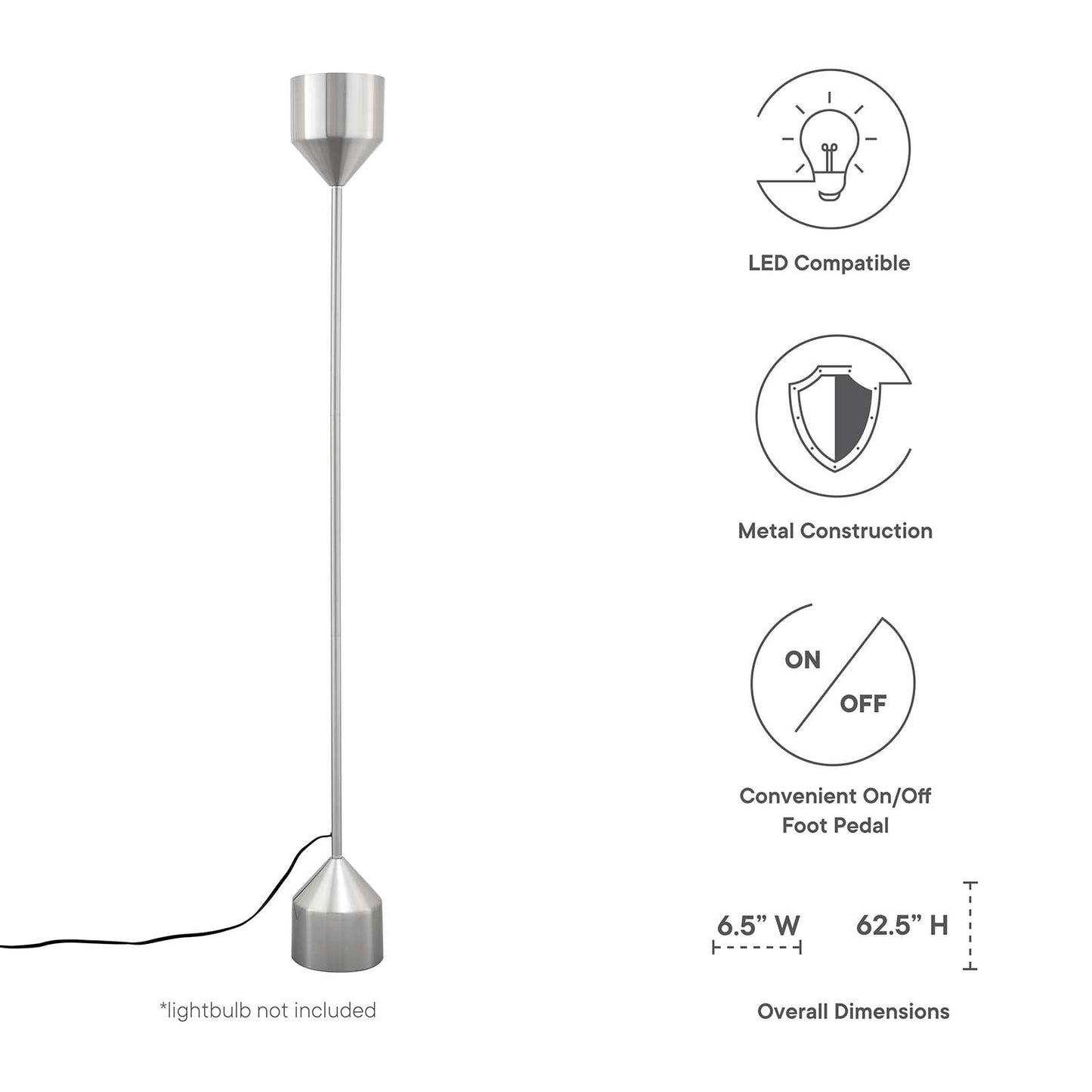 Kara Standing Floor Lamp Silver EEI-5306-SLV