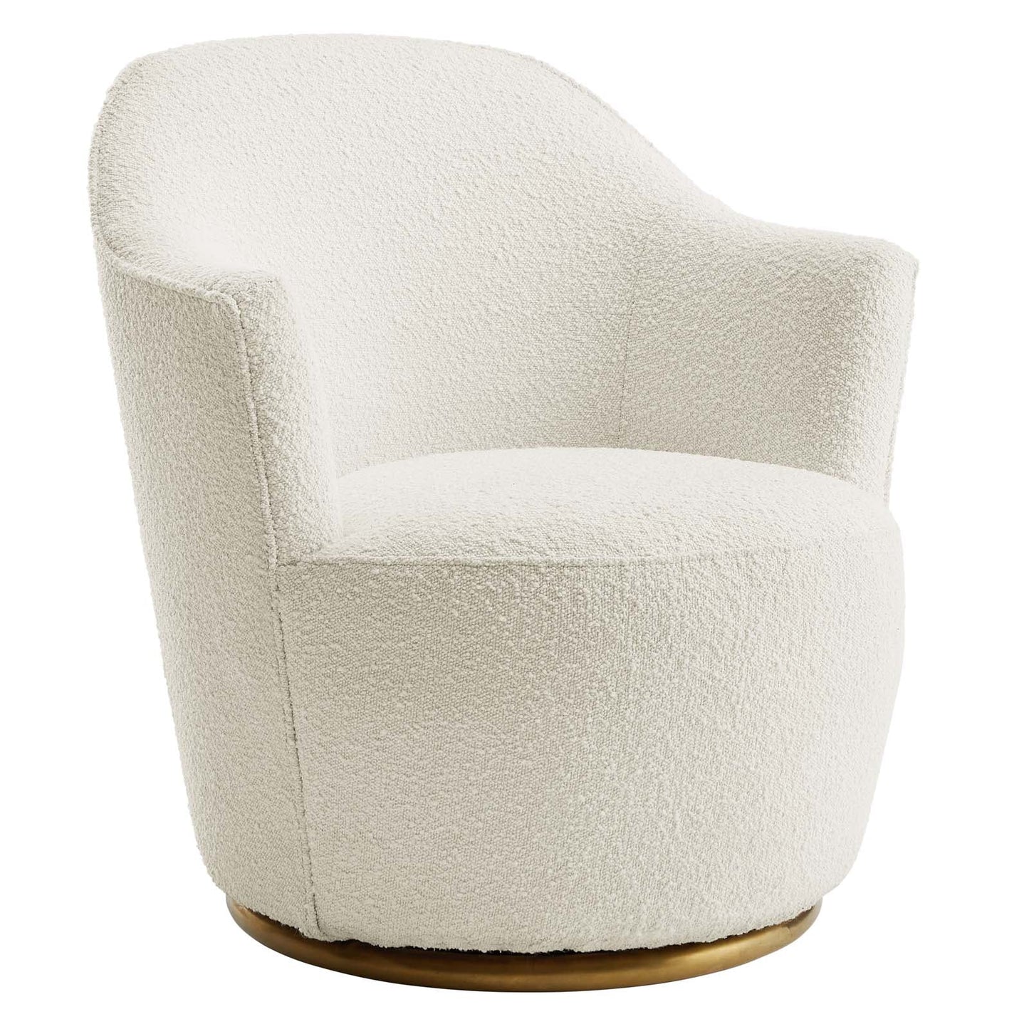 Nora Boucle Upholstered Swivel Chair White EEI-5311-WHI