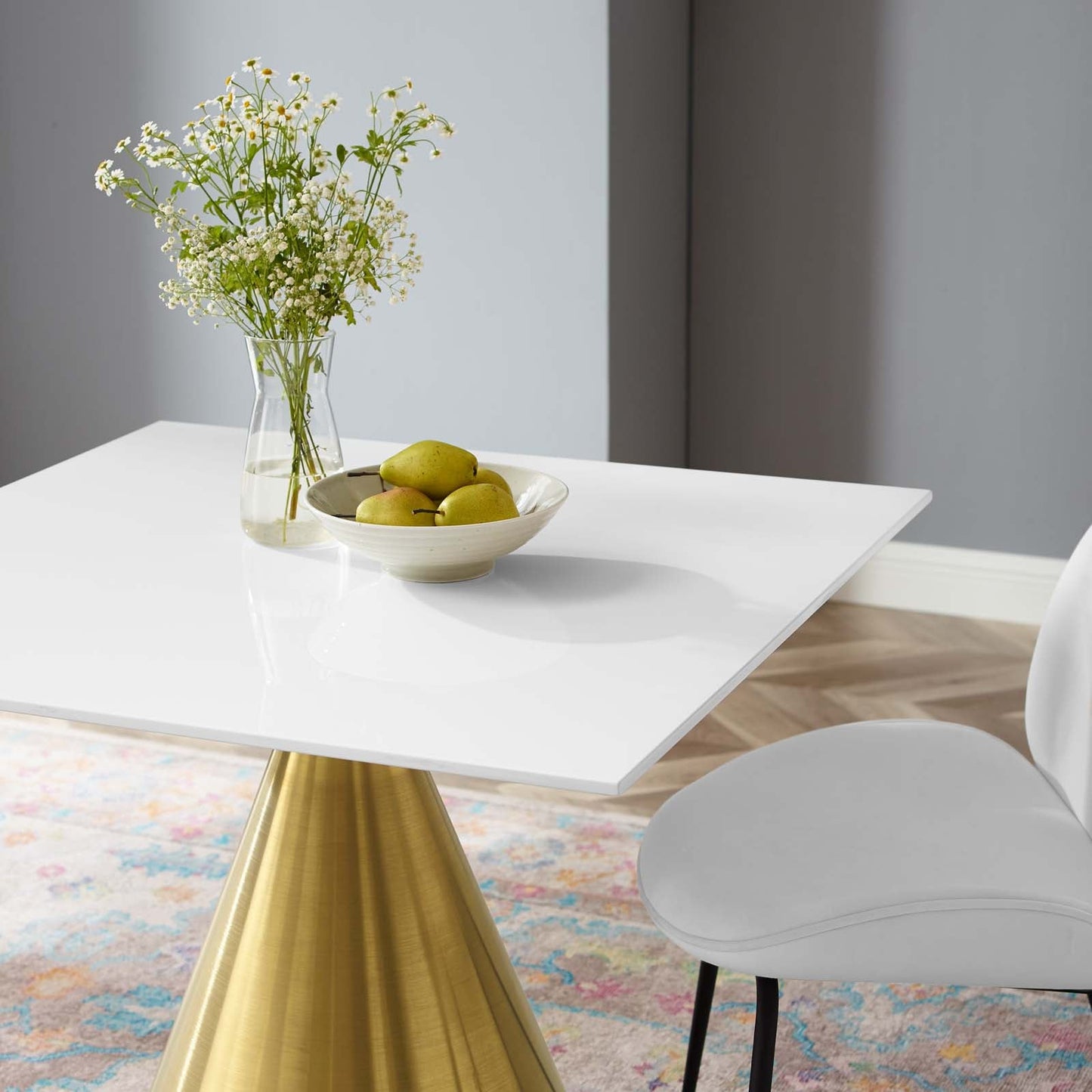 Tupelo 36" Square Dining Table Gold White EEI-5317-GLD-WHI