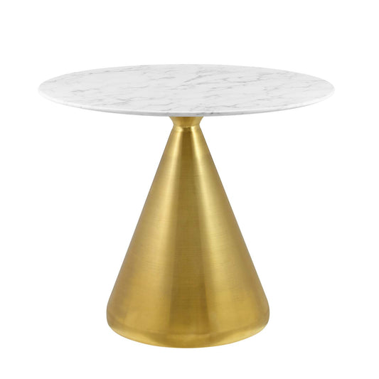 Tupelo 36" Artificial Marble Dining Table Gold White EEI-5319-GLD-WHI