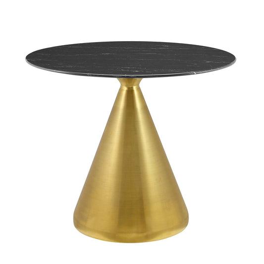 Tupelo 36" Artificial Marble Dining Table Gold Black EEI-5329-GLD-BLK