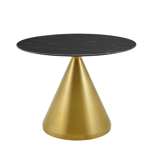 Tupelo 40" Artificial Marble Dining Table Gold Black EEI-5345-GLD-BLK