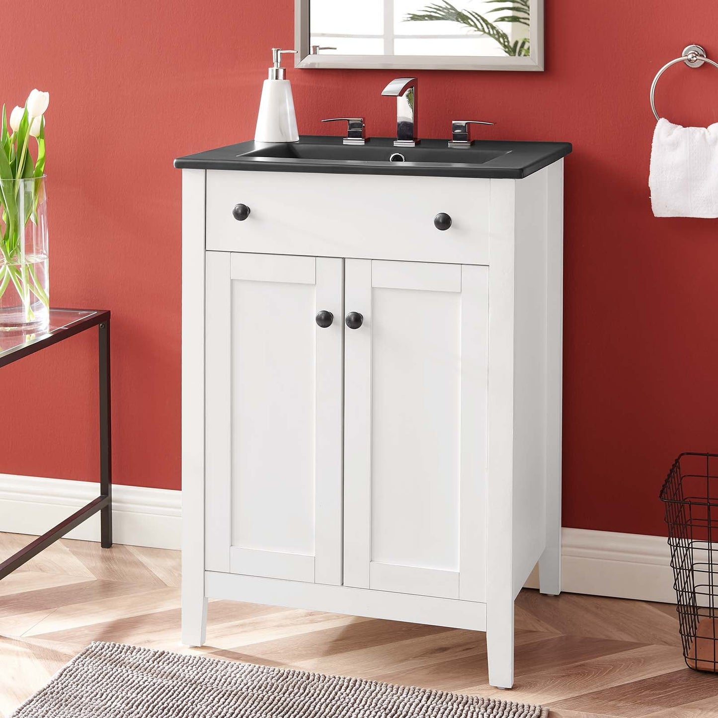 Nantucket 24" Bathroom Vanity White Black EEI-5354-WHI-BLK