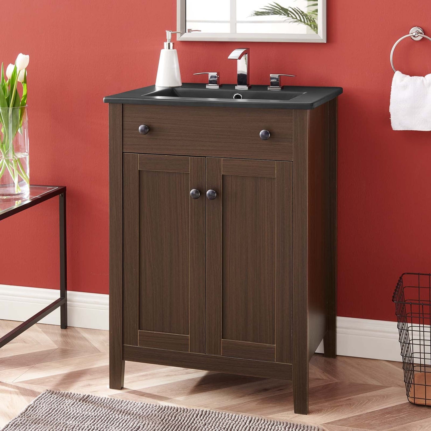 Nantucket 24" Bathroom Vanity Walnut Black EEI-5356-WAL-BLK