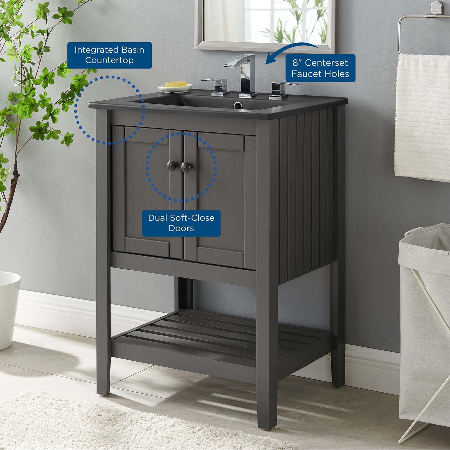 Prestige 24" Bathroom Vanity Gray Black EEI-5358-GRY-BLK