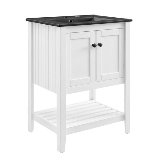 Prestige 24" Bathroom Vanity White Black EEI-5358-WHI-BLK