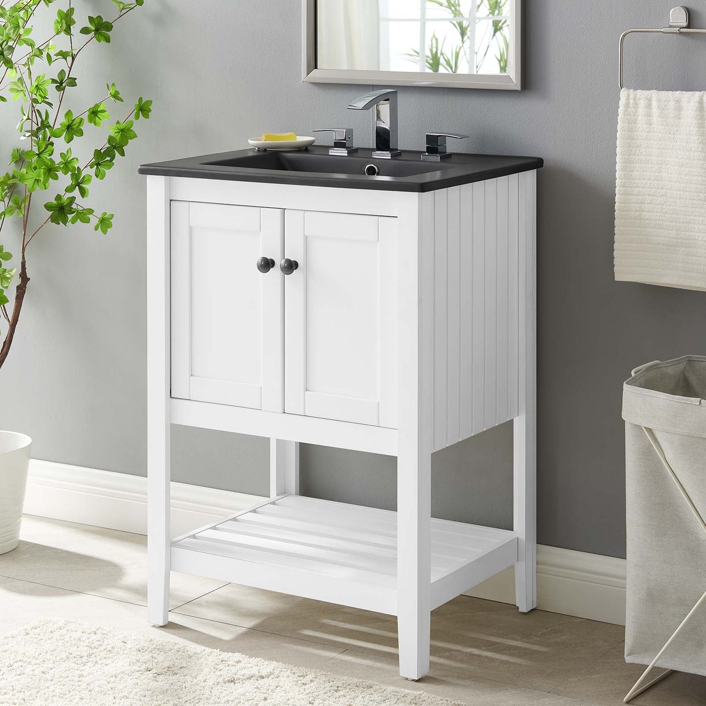 Prestige 24" Bathroom Vanity White Black EEI-5358-WHI-BLK