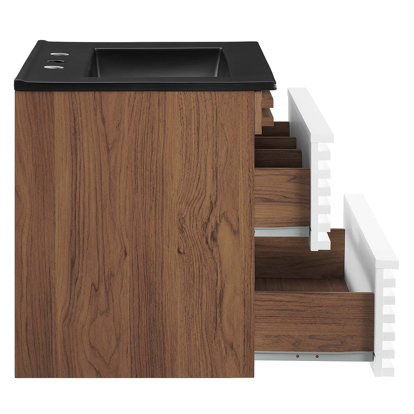 Render 24" Wall-Mount Bathroom Vanity White Walnut Black EEI-5364-WHI-WAL-BLK